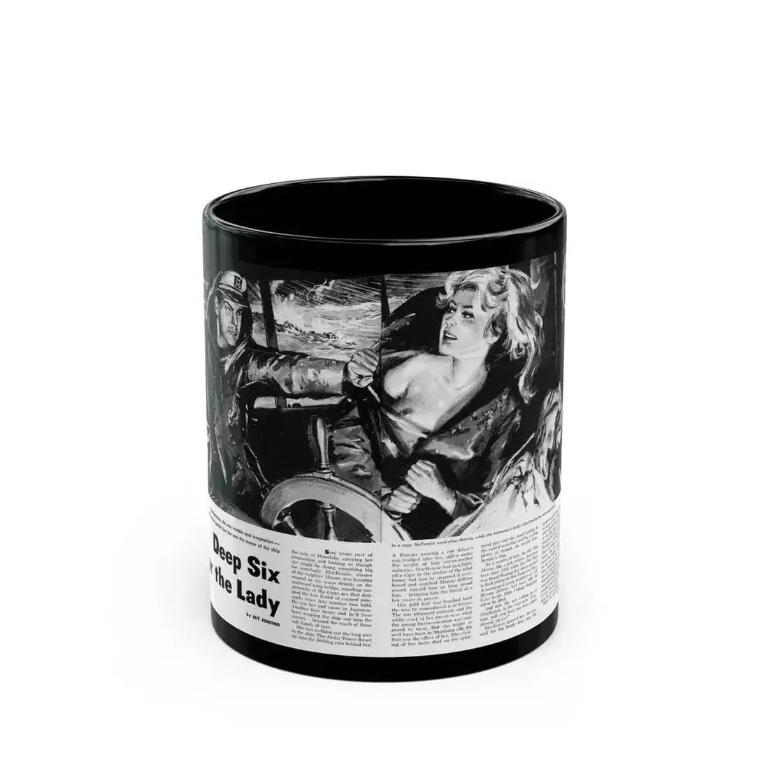 Deep Six for the Lady, Sir Knight magazine, No. 7 - 1959 - Black Coffee Mug 11oz - Go Mug Yourself
