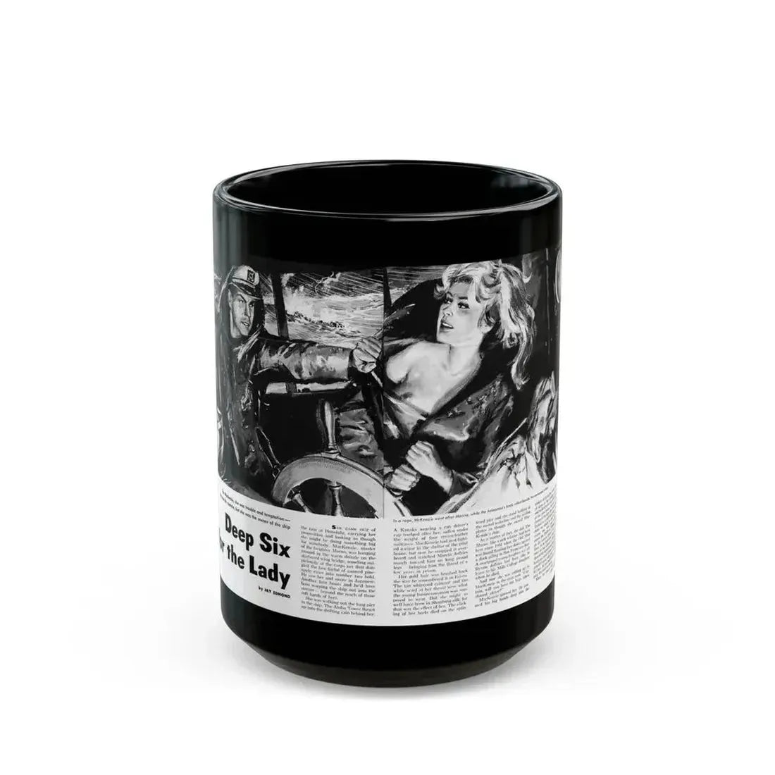 Deep Six for the Lady, Sir Knight magazine, No. 7 - 1959 - Black Coffee Mug 15oz - Go Mug Yourself