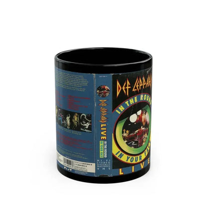 DEF LEPPARD LIVE IN THE ROUND IN YOUR FACE (VHS COVER) - Black Coffee Mug 11oz - Go Mug Yourself