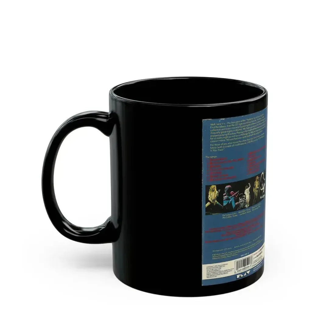 DEF LEPPARD LIVE IN THE ROUND IN YOUR FACE (VHS COVER) - Black Coffee Mug - Go Mug Yourself