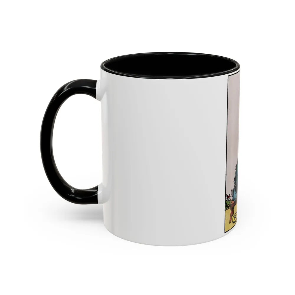 The 8 of Pentacles (Tarot Card) Accent Coffee Mug-Go Mug Yourself