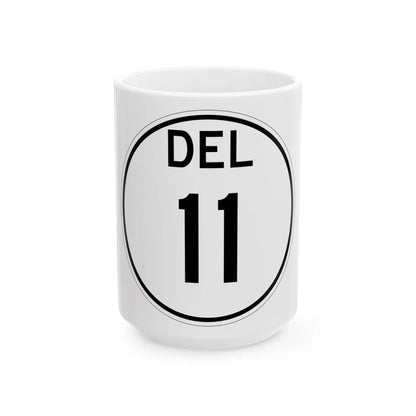 Delaware 11 1964 (Delaware) (Road Sign) White Coffee Mug 15oz - Go Mug Yourself