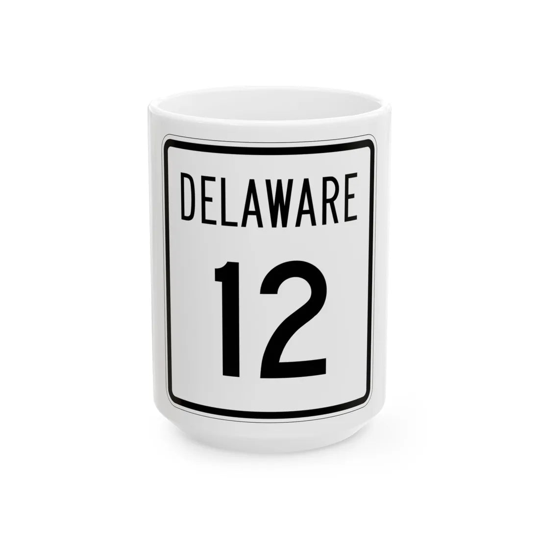 Delaware 12 1955 (Delaware) (Road Sign) White Coffee Mug 15oz - Go Mug Yourself