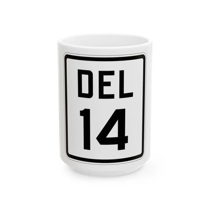 Delaware 14 1926 (Delaware) (Road Sign) White Coffee Mug 15oz - Go Mug Yourself