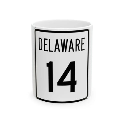 Delaware 14 1955 (Delaware) (Road Sign) White Coffee Mug 11oz - Go Mug Yourself