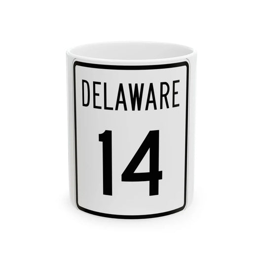 Delaware 14 1955 (Delaware) (Road Sign) White Coffee Mug 11oz - Go Mug Yourself
