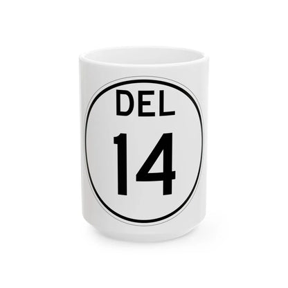 Delaware 14 1964 (Delaware) (Road Sign) White Coffee Mug 15oz - Go Mug Yourself