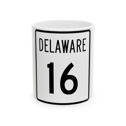 Delaware 16 1955 (Delaware) (Road Sign) White Coffee Mug 11oz - Go Mug Yourself