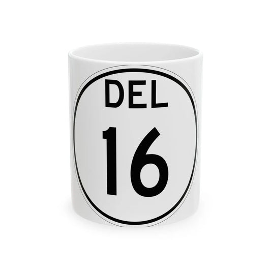 Delaware 16 1964 (Delaware) (Road Sign) White Coffee Mug 11oz - Go Mug Yourself
