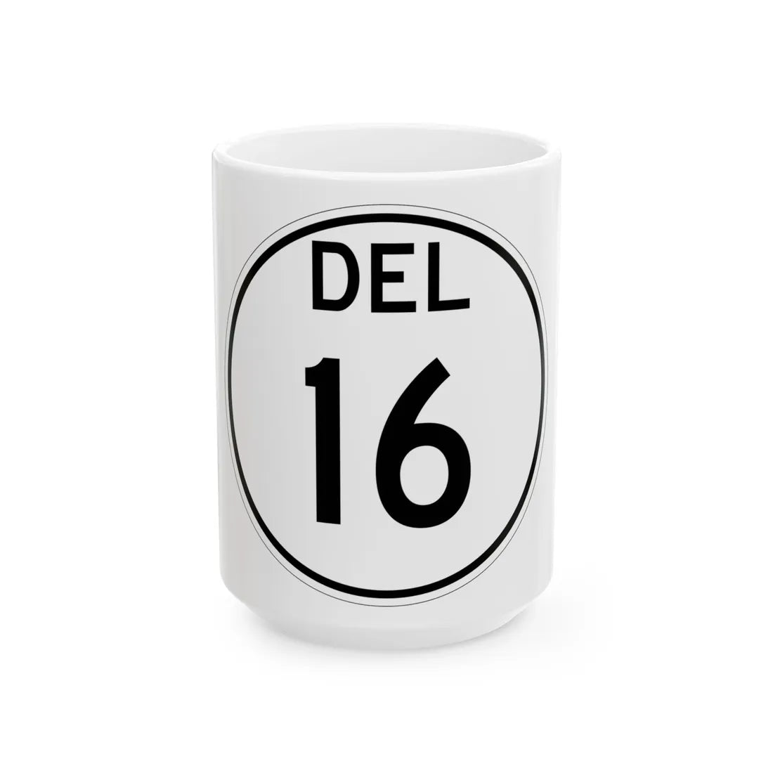 Delaware 16 1964 (Delaware) (Road Sign) White Coffee Mug 15oz - Go Mug Yourself