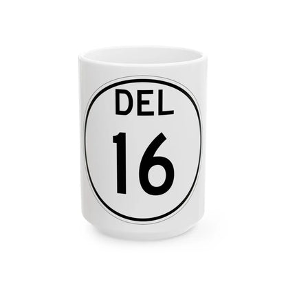 Delaware 16 1964 (Delaware) (Road Sign) White Coffee Mug 15oz - Go Mug Yourself
