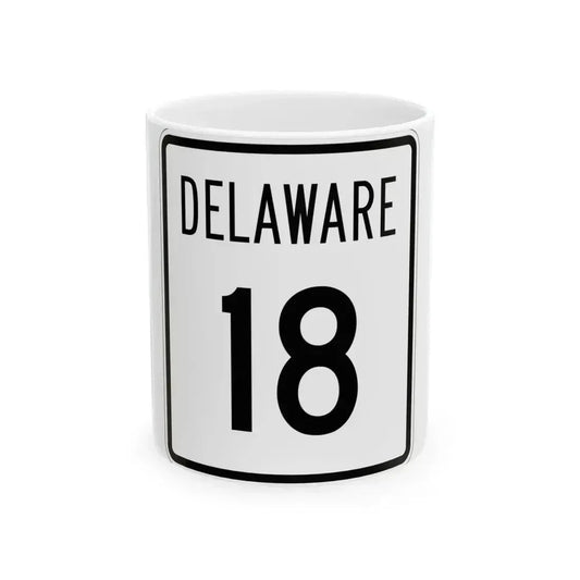 Delaware 18 1955 (Delaware) (Road Sign) White Coffee Mug 11oz - Go Mug Yourself