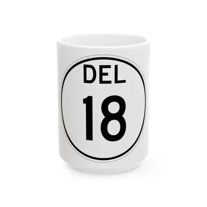 Delaware 18 1964 (Delaware) (Road Sign) White Coffee Mug 15oz - Go Mug Yourself