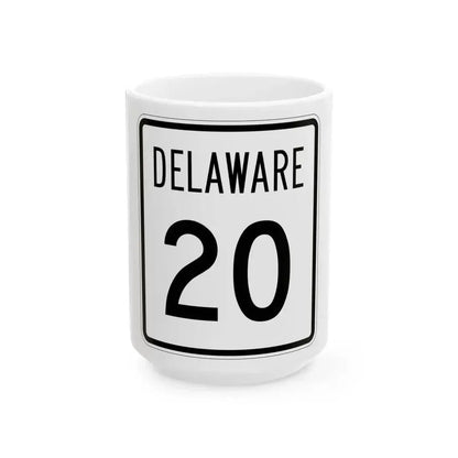 Delaware 20 1955 (Delaware) (Road Sign) White Coffee Mug 15oz - Go Mug Yourself