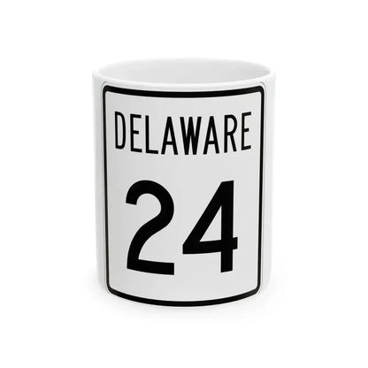 Delaware 24 1955 (Delaware) (Road Sign) White Coffee Mug 11oz - Go Mug Yourself