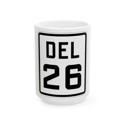 Delaware 26 1926 (Delaware) (Road Sign) White Coffee Mug 15oz - Go Mug Yourself