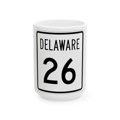 Delaware 26 1955 (Delaware) (Road Sign) White Coffee Mug 15oz - Go Mug Yourself