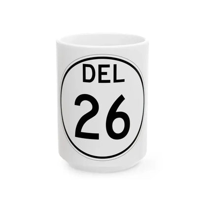 Delaware 26 1964 (Delaware) (Road Sign) White Coffee Mug 15oz - Go Mug Yourself