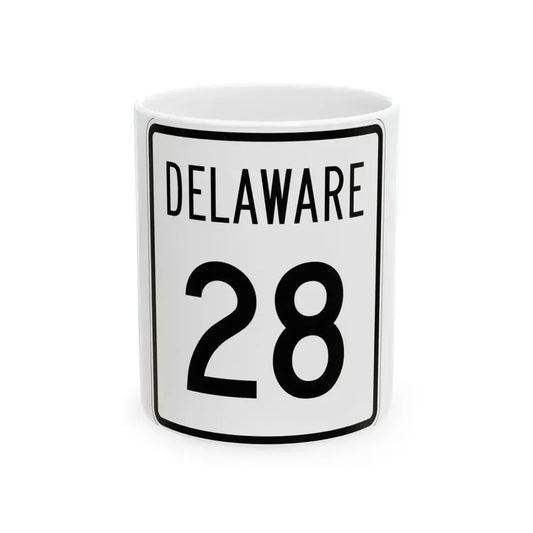 Delaware 28 1955 (Delaware) (Road Sign) White Coffee Mug 11oz - Go Mug Yourself