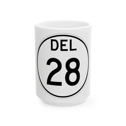 Delaware 28 1964 (Delaware) (Road Sign) White Coffee Mug 15oz - Go Mug Yourself