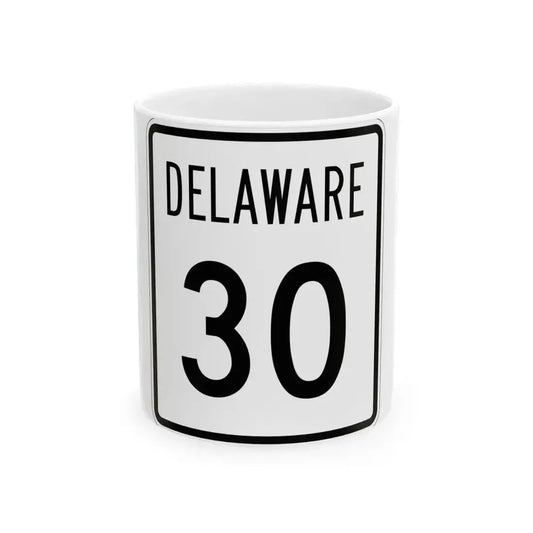 Delaware 30 1955 (Delaware) (Road Sign) White Coffee Mug 11oz - Go Mug Yourself