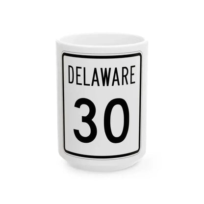 Delaware 30 1955 (Delaware) (Road Sign) White Coffee Mug 15oz - Go Mug Yourself