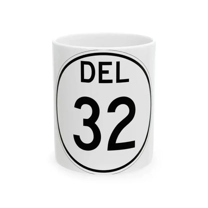 Delaware 32 1964 (Delaware) (Road Sign) White Coffee Mug 11oz - Go Mug Yourself