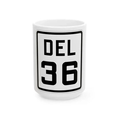 Delaware 36 1926 (Delaware) (Road Sign) White Coffee Mug 15oz - Go Mug Yourself