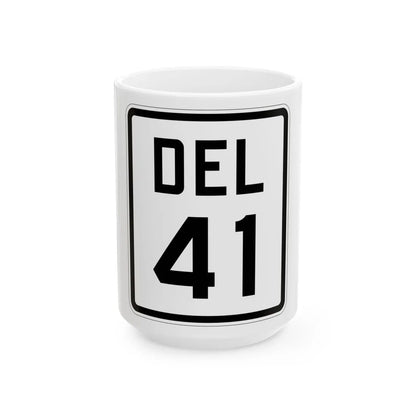 Delaware 41 1926 (Delaware) (Road Sign) White Coffee Mug 15oz - Go Mug Yourself