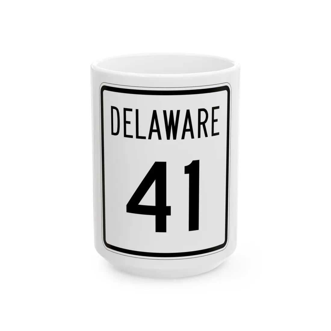 Delaware 41 1955 (Delaware) (Road Sign) White Coffee Mug 15oz - Go Mug Yourself