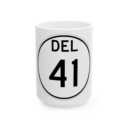 Delaware 41 1964 (Delaware) (Road Sign) White Coffee Mug 15oz - Go Mug Yourself