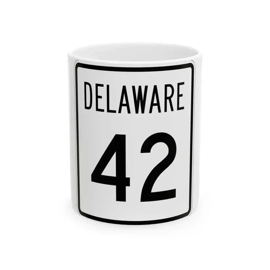 Delaware 42 1955 (Delaware) (Road Sign) White Coffee Mug 11oz - Go Mug Yourself