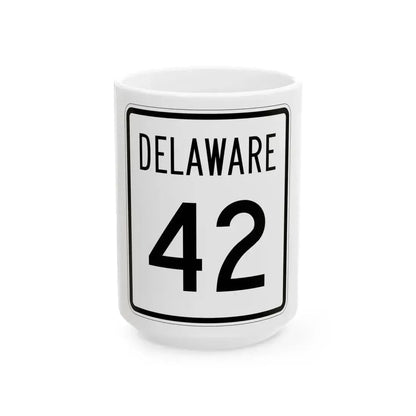 Delaware 42 1955 (Delaware) (Road Sign) White Coffee Mug 15oz - Go Mug Yourself