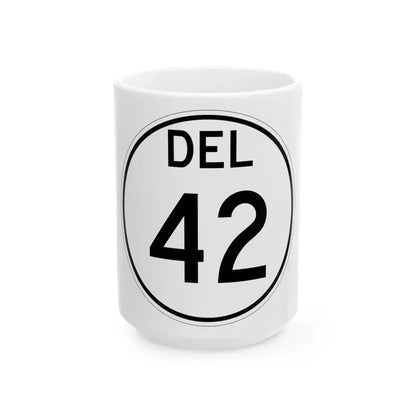 Delaware 42 1964 (Delaware) (Road Sign) White Coffee Mug 15oz - Go Mug Yourself