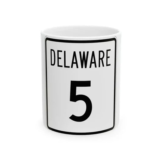 Delaware 5 1955 (Delaware) (Road Sign) White Coffee Mug 11oz - Go Mug Yourself