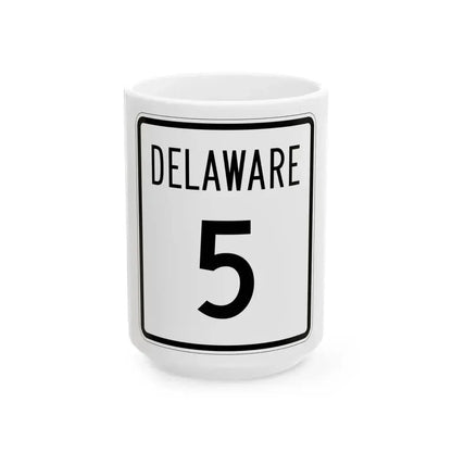 Delaware 5 1955 (Delaware) (Road Sign) White Coffee Mug 15oz - Go Mug Yourself