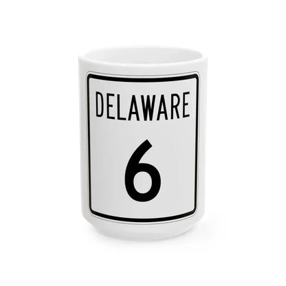 Delaware 6 1955 (Delaware) (Road Sign) White Coffee Mug 15oz - Go Mug Yourself