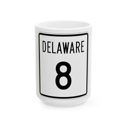 Delaware 8 1955 (Delaware) (Road Sign) White Coffee Mug 15oz - Go Mug Yourself