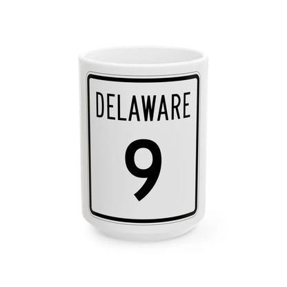 Delaware 9 1955 (Delaware) (Road Sign) White Coffee Mug 15oz - Go Mug Yourself