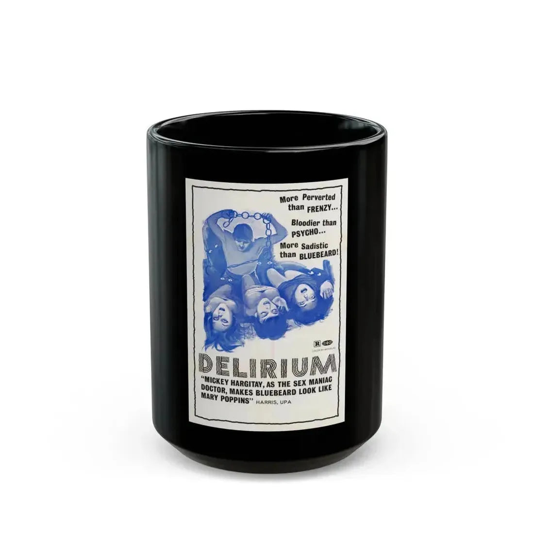 DELIRIUM 1972 Movie Poster - Black Coffee Mug 15oz - Go Mug Yourself