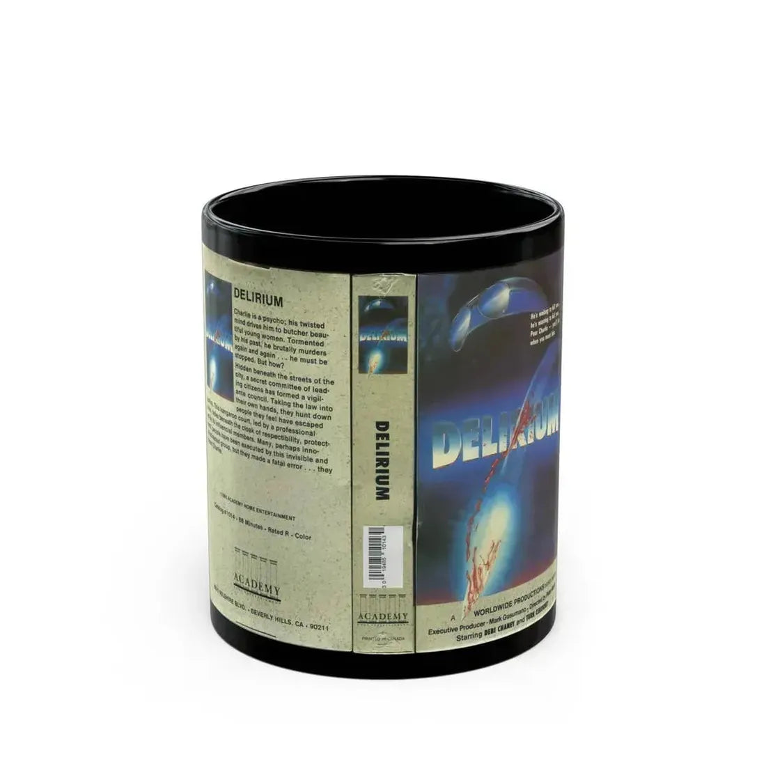 DELIRIUM HORROR (VHS COVER) - Black Coffee Mug 11oz - Go Mug Yourself