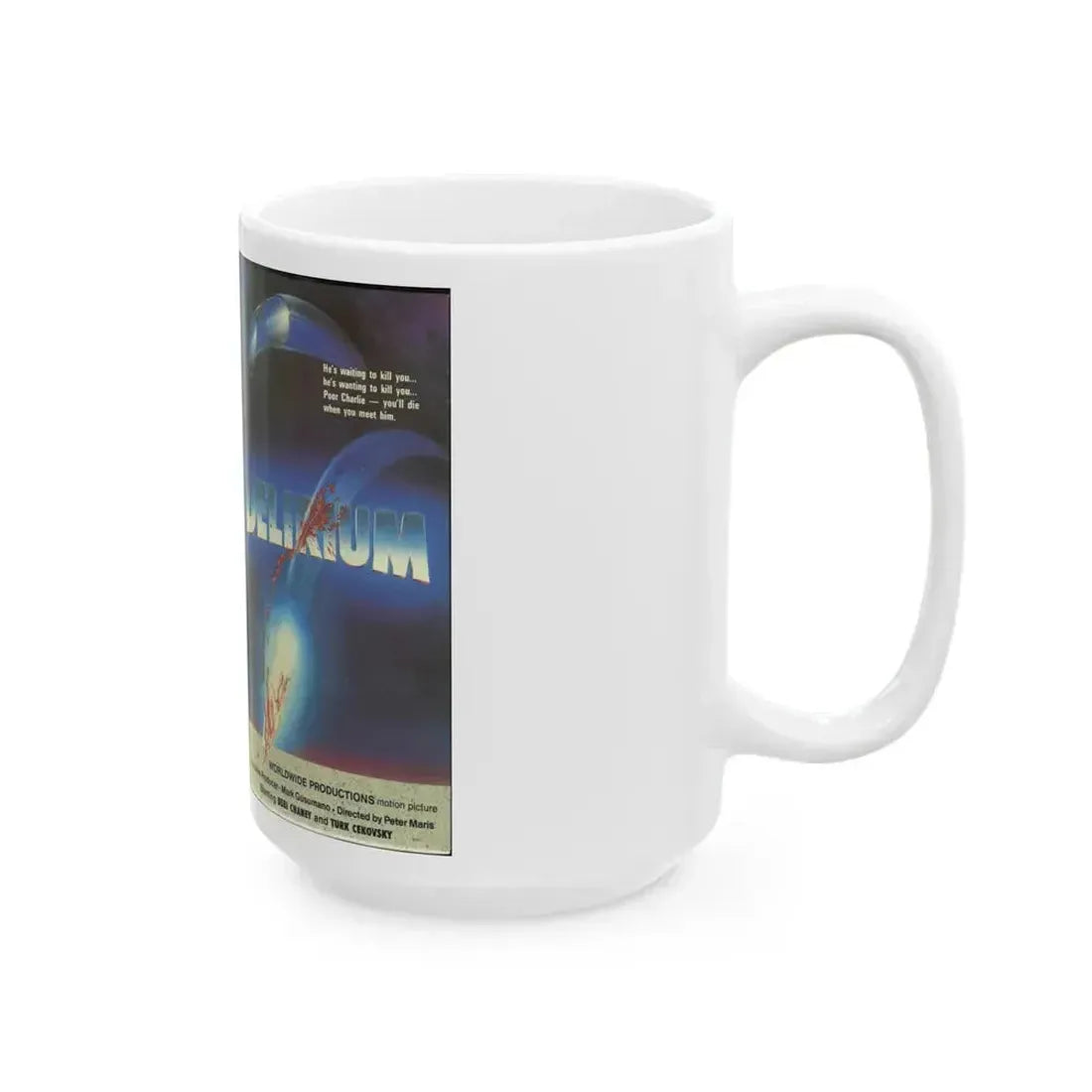 DELIRIUM HORROR (VHS COVER) - White Coffee Mug - Go Mug Yourself