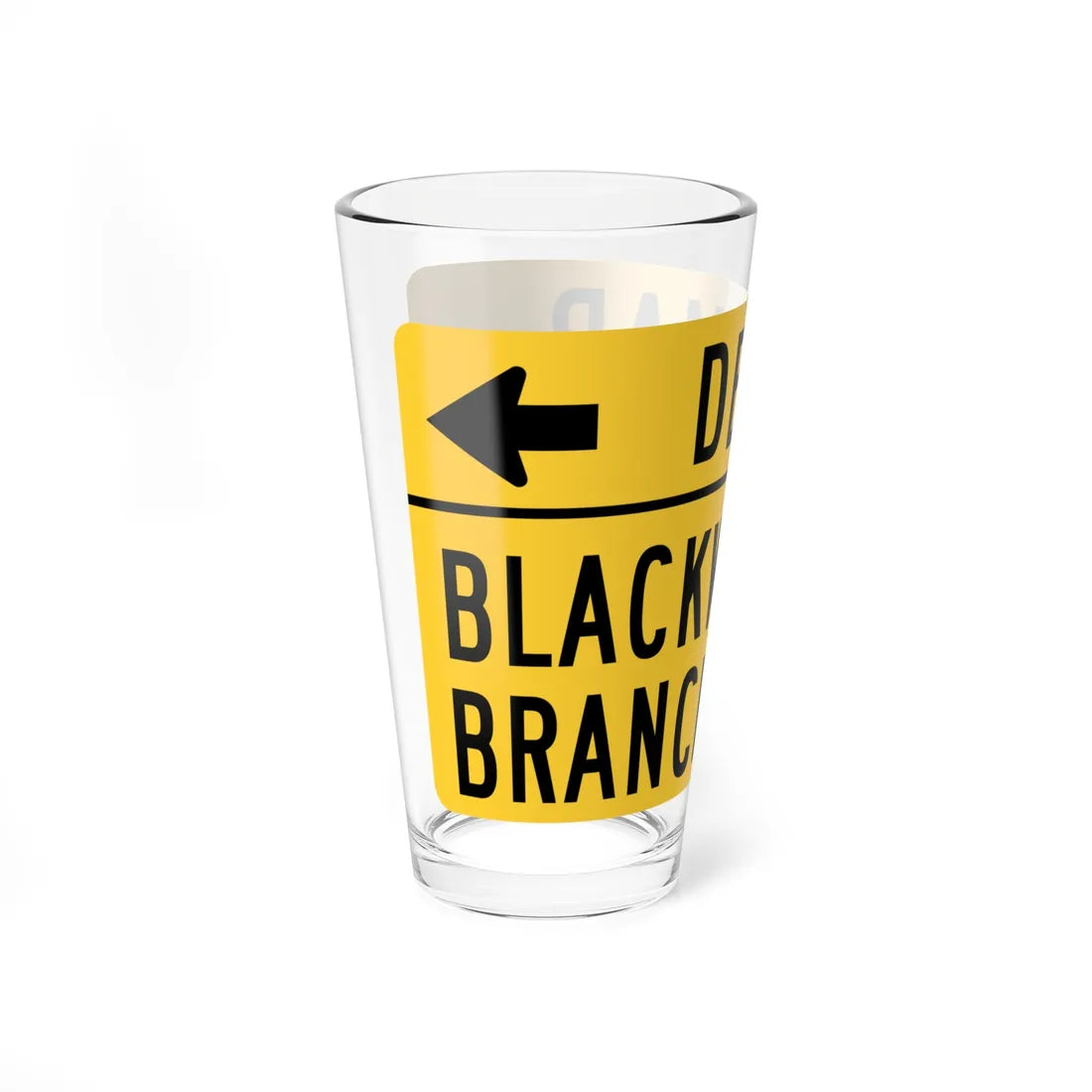 DELMAR w BLACKWATER BRANCH MUTCD-DE W16-8a-DE (Delaware) (Road Sign) Pint Glass 16oz - Go Mug Yourself