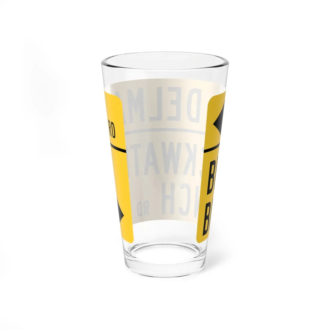 DELMAR w BLACKWATER BRANCH MUTCD-DE W16-8a-DE (Delaware) (Road Sign) Pint Glass 16oz - Go Mug Yourself