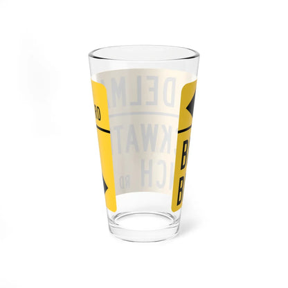 DELMAR w BLACKWATER BRANCH MUTCD-DE W16-8a-DE (Delaware) (Road Sign) Pint Glass 16oz - Go Mug Yourself