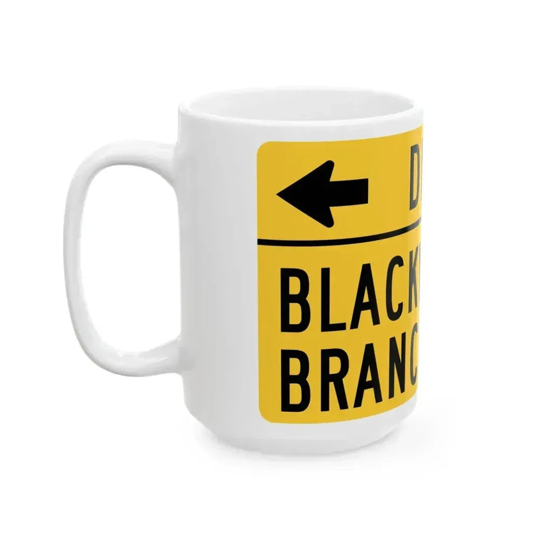 DELMAR w BLACKWATER BRANCH MUTCD-DE W16-8a-DE (Delaware) (Road Sign) White Coffee Mug - Go Mug Yourself
