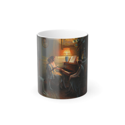 Delphin Enjolras (1857-1945) La Lecon de Chant - Oil on canvas - Color Changing Mug 11oz-11oz-Go Mug Yourself