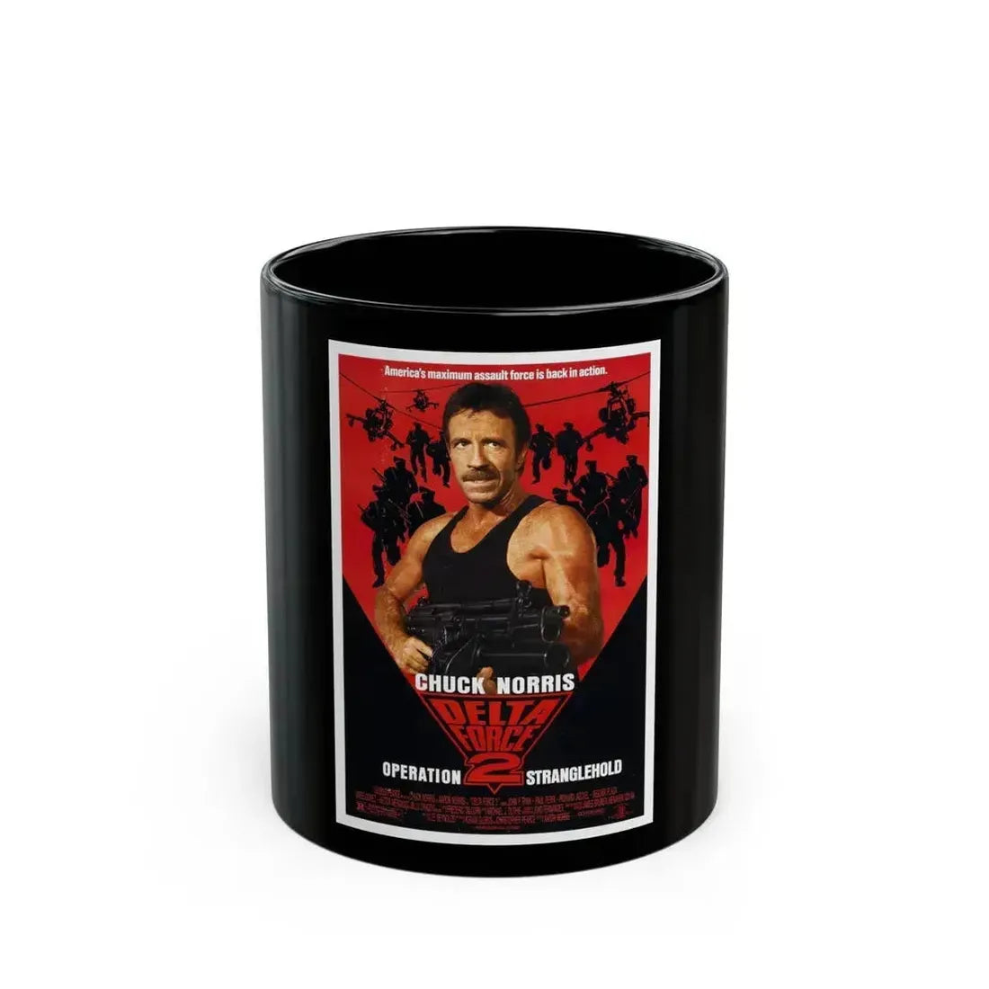 DELTA FORCE 2 1990 Movie Poster - Black Coffee Mug 11oz - Go Mug Yourself
