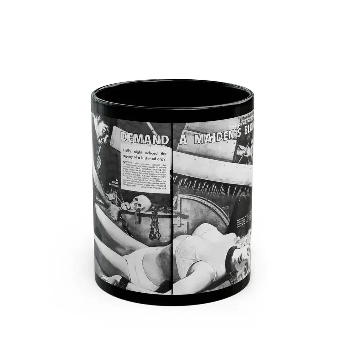 Demand A Maiden's Blood, World of Men, January 1968 - Black Coffee Mug 11oz - Go Mug Yourself