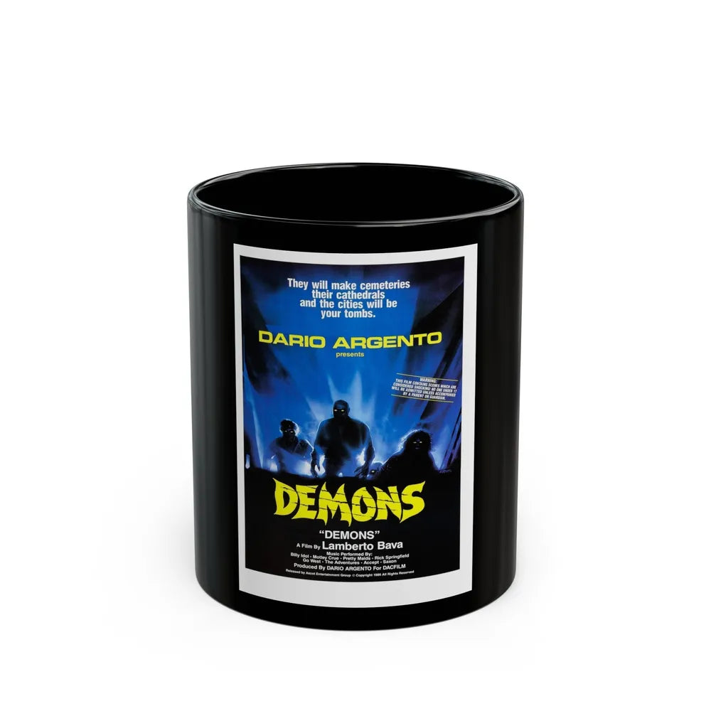 DEMONS 1985 Movie Poster - Black Coffee Mug-11oz-Go Mug Yourself